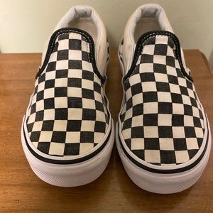 Kids Checkerboard slip on vans sneakers size 13
